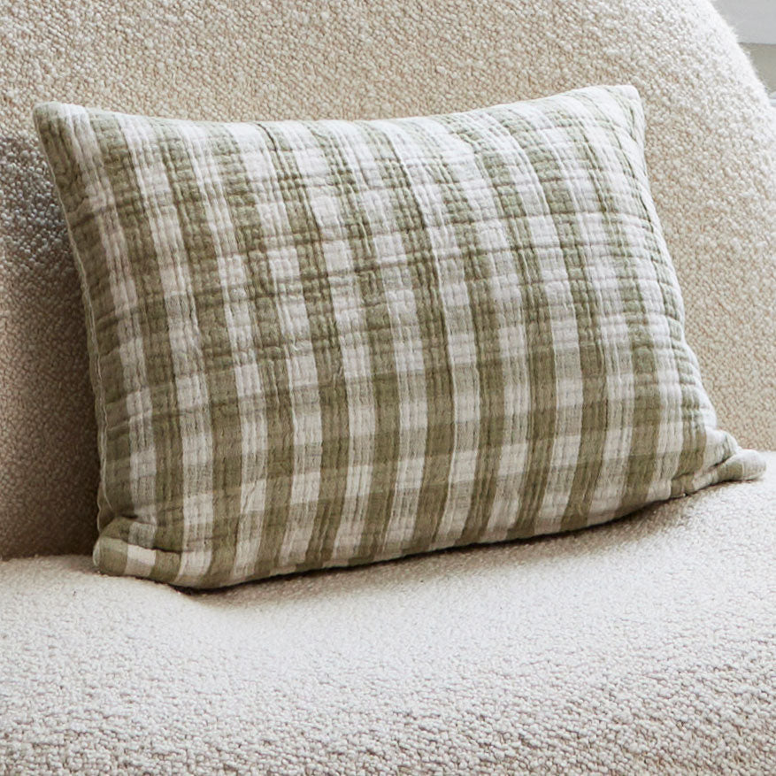 Housse de coussin JEANIE vert olive douce - 4
