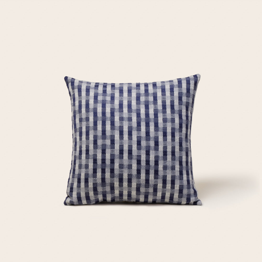 Housse de coussin Castin en jacquard naturel et marine - 5