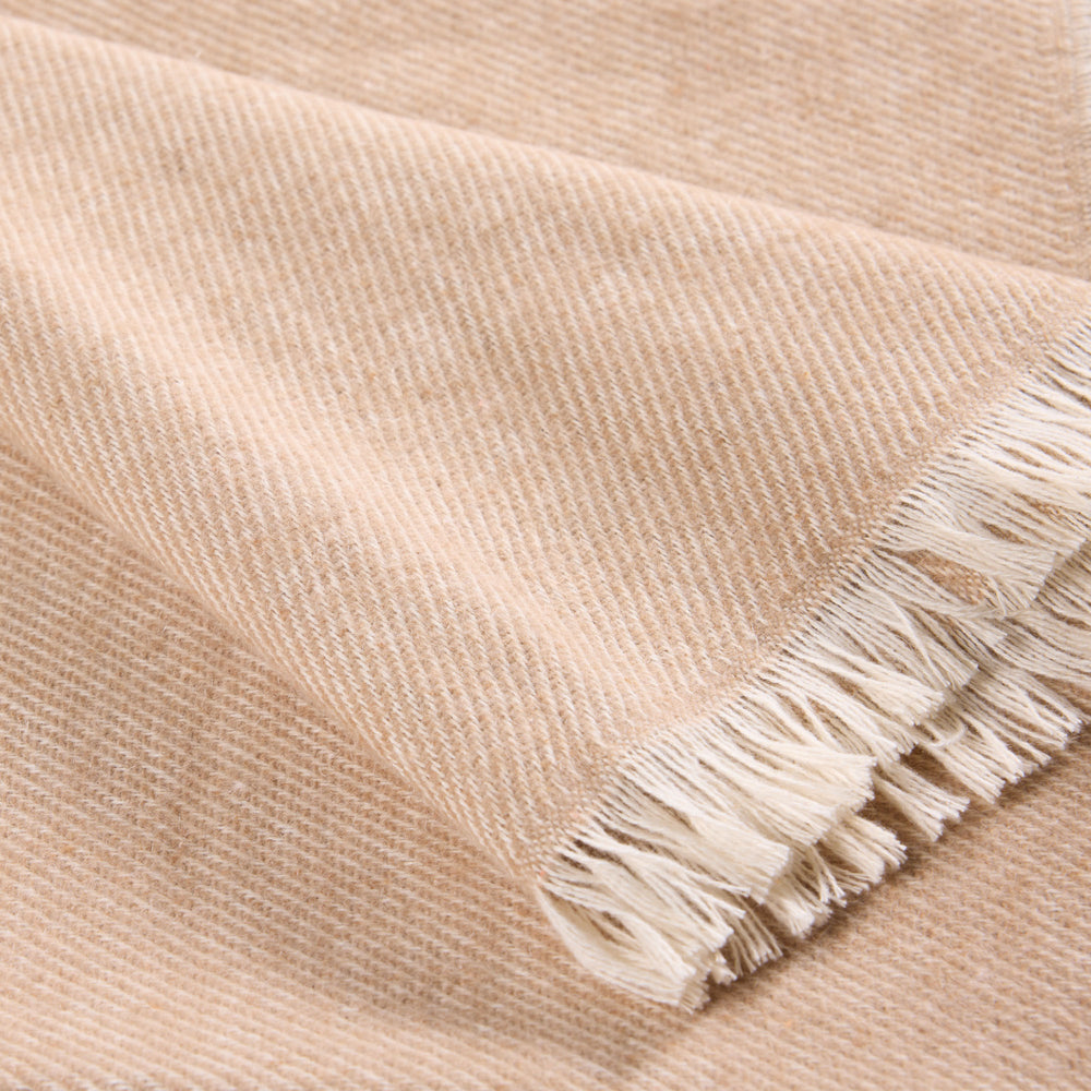 Couverture GORAN beige clair et camel moderne en coton biologique hiver salon - 5