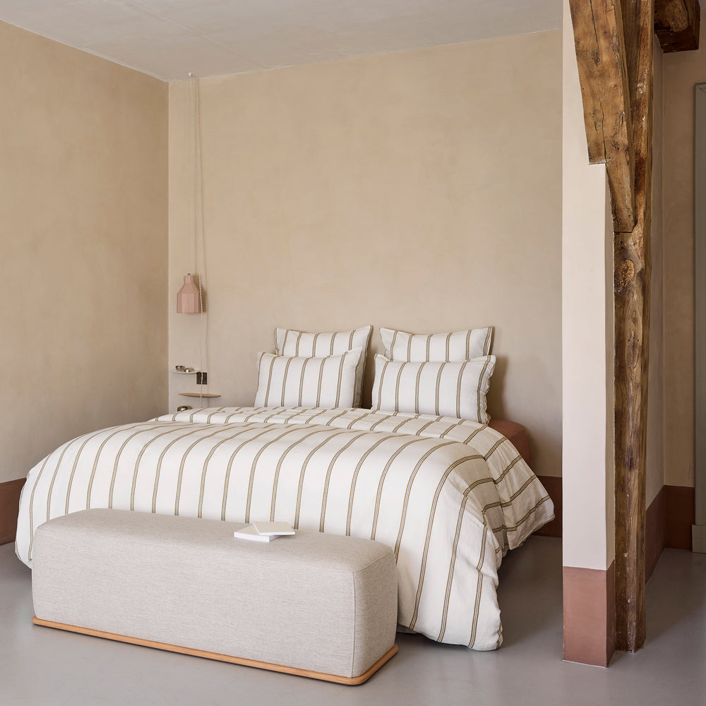 Housse de couette UGOLIN blanc rayé moutarde - 3
