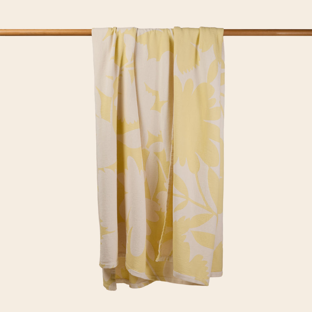 Couvre-lit Floral Oversize FLAURIA Housse de Lit Printemps en Ivoire et Jaune Pastel pour Chambre Chic - 9