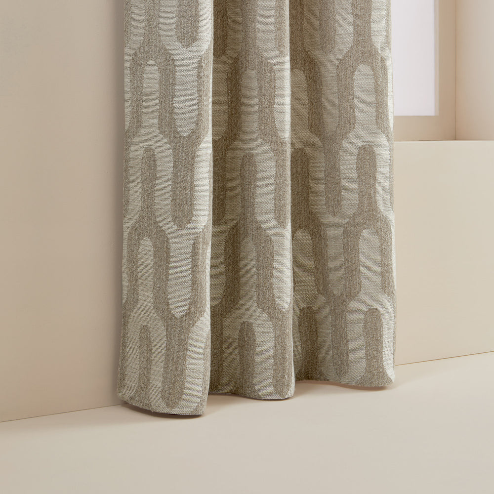 Rideau contemporain MARCUS avec œillets argentés - Motif Ypsilon élégant - Style rétro inspiré des années 70 - 8