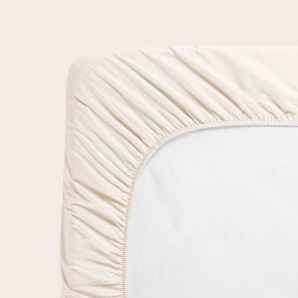 Drap Housse Céliane Crème 100% Coton Percale Lavé - 4