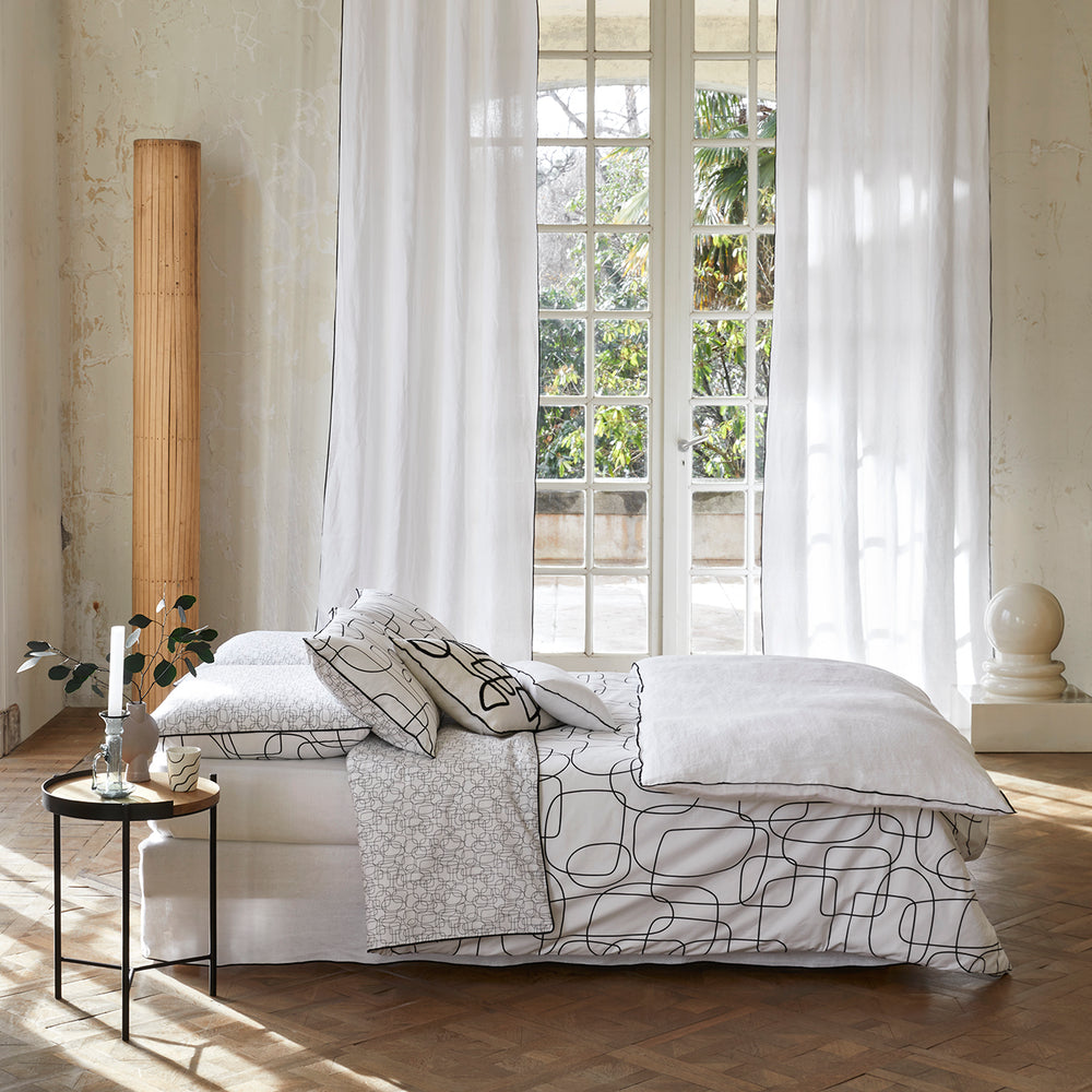 Housse de Couette ARIANA Blanc et Noir - 80 fils/cm² en Percale de Coton avec Passepoil… - 3