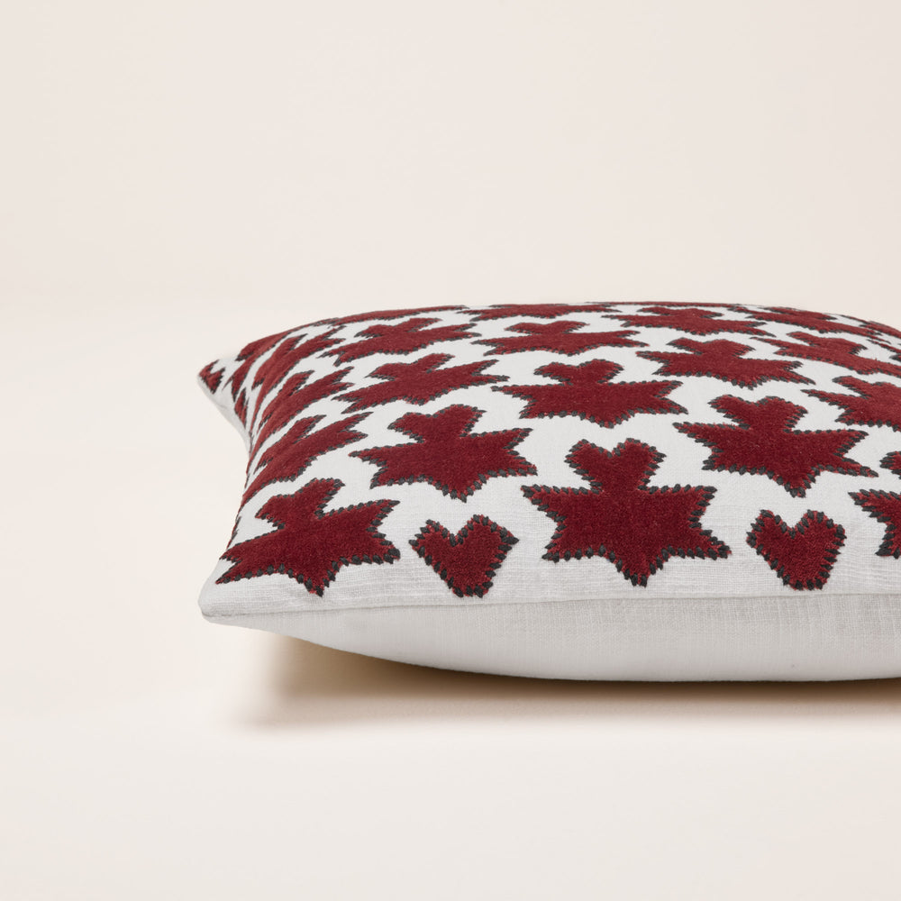 Housse de coussin KAKTUS rouge sangria et blanc Design végétal inspiré du cactus - 6