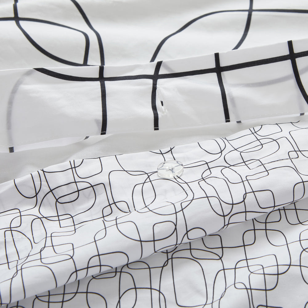Housse de Couette ARIANA Blanc et Noir - 80 fils/cm² en Percale de Coton avec Passepoil… - 10