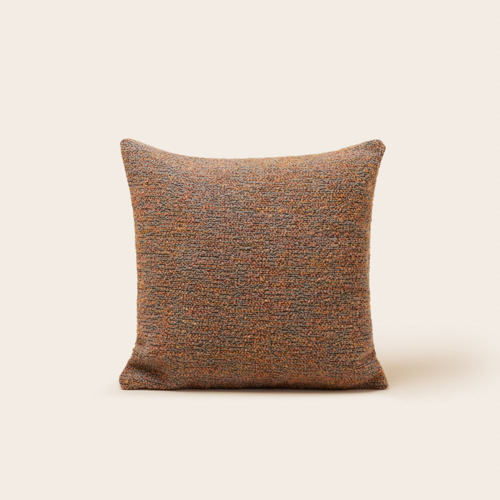 Housse de coussin Konstantin chiné noir et pastels en tissage jacquard bouclette