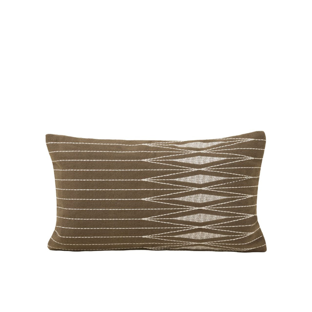 Housse de coussin carré brodée ESRA olive brune - 9