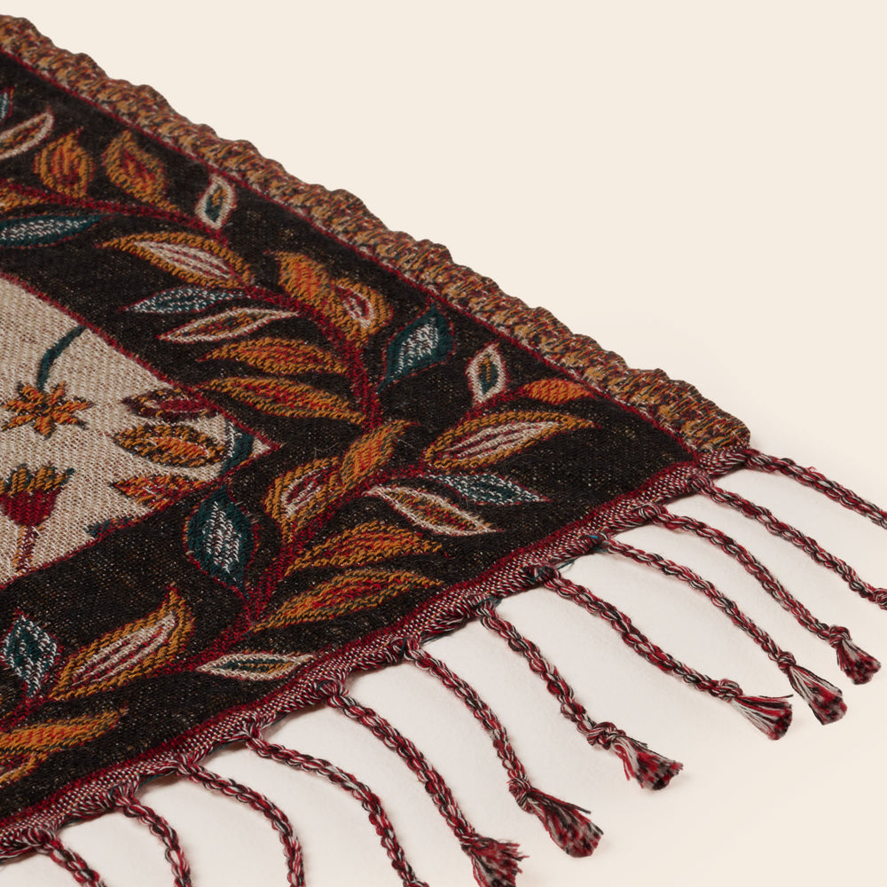 Plaid jacquard SUNDARI ivoire et multicolore – Élégance exotique, motifs de jungle… - 8