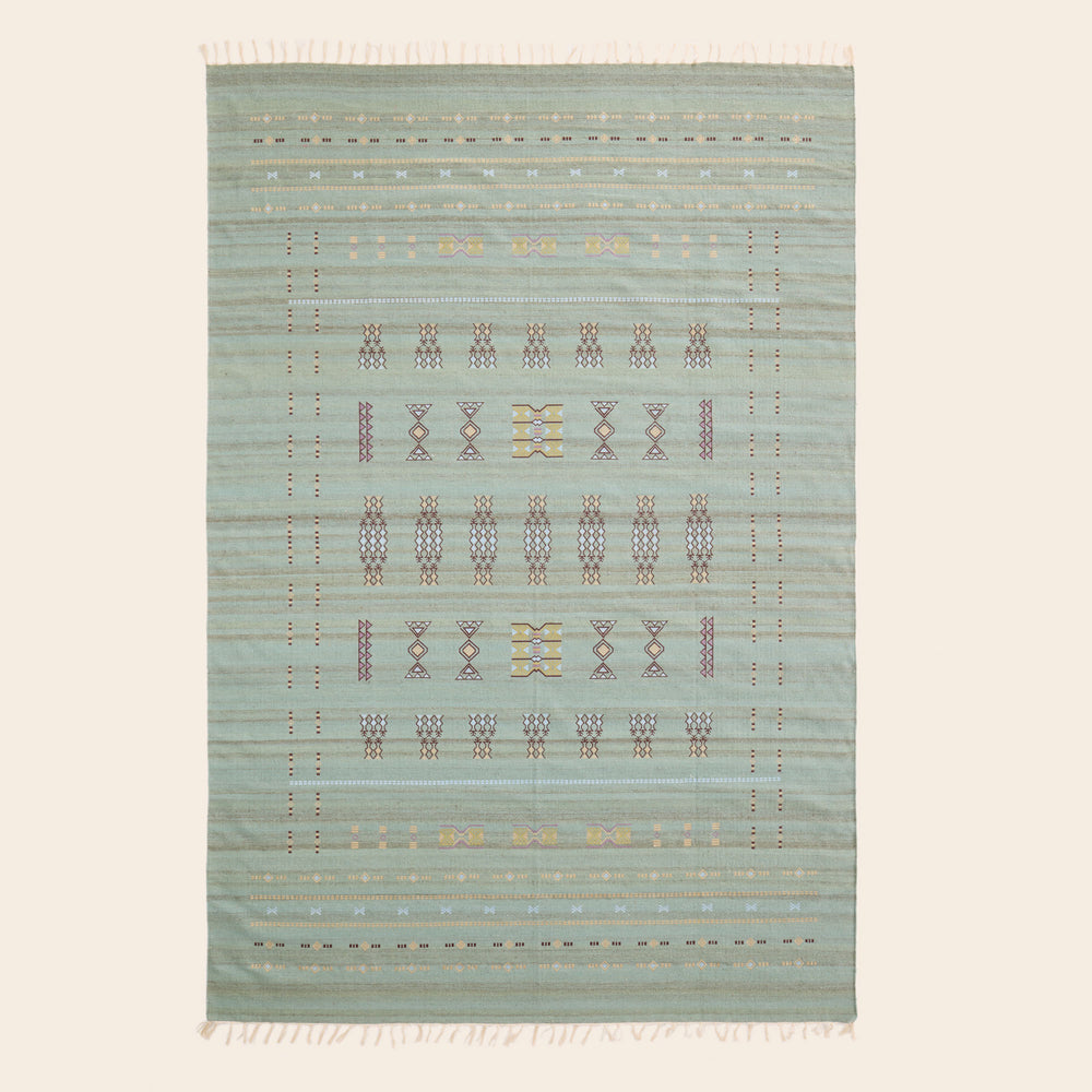Tapis de sol ARSALANE vert de gris 100 % laine - 11