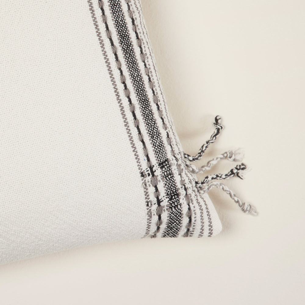 Housse de coussin PAVANI 100 % coton rayures blanches et noires - 5