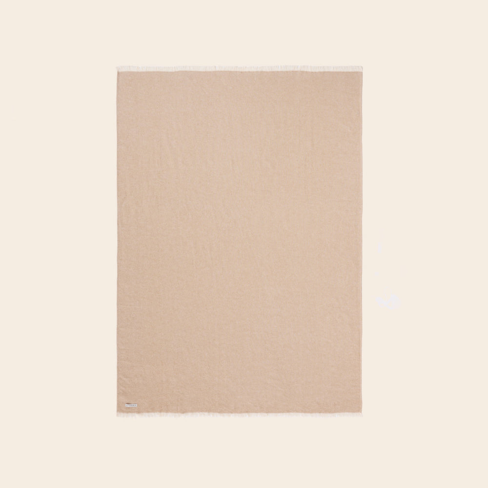 Couverture GORAN beige clair et camel moderne en coton biologique hiver salon - 4