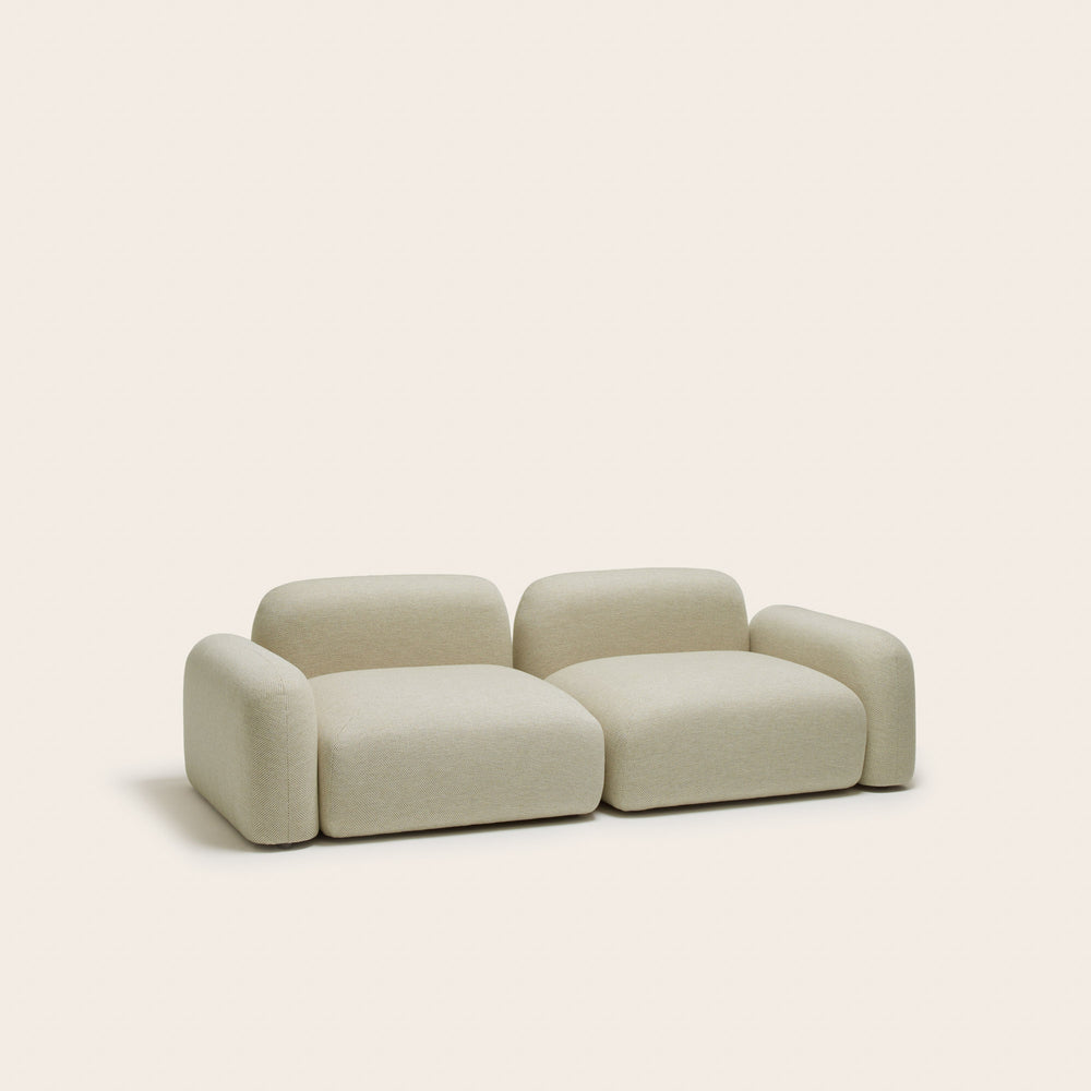 Fauteuil modulaire bas modèle ISILD avec accoudoirs tissés naturels - 10