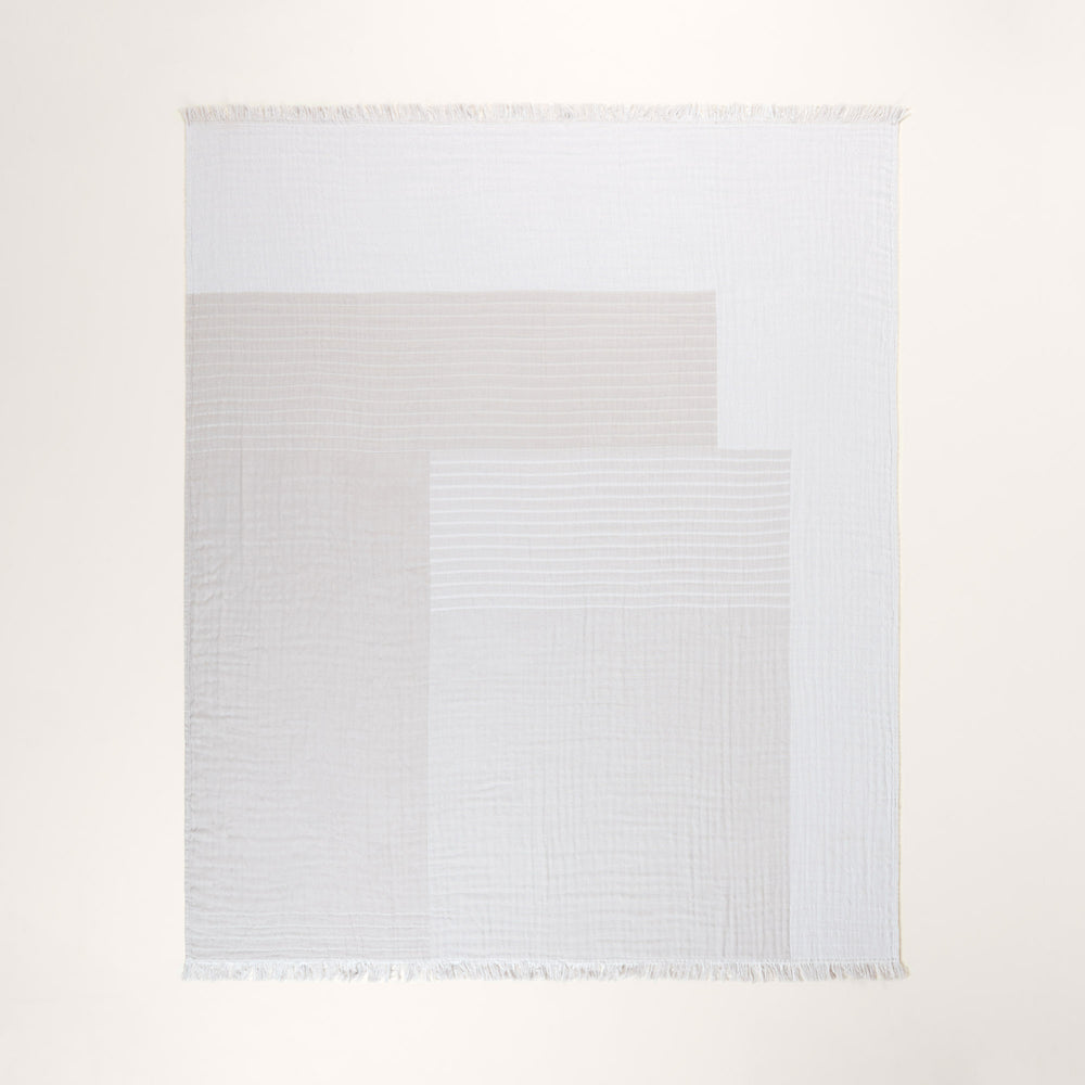 Plaid CHARLY perle en 70% coton recyclé pour un confort douillet et éco-responsable - 7