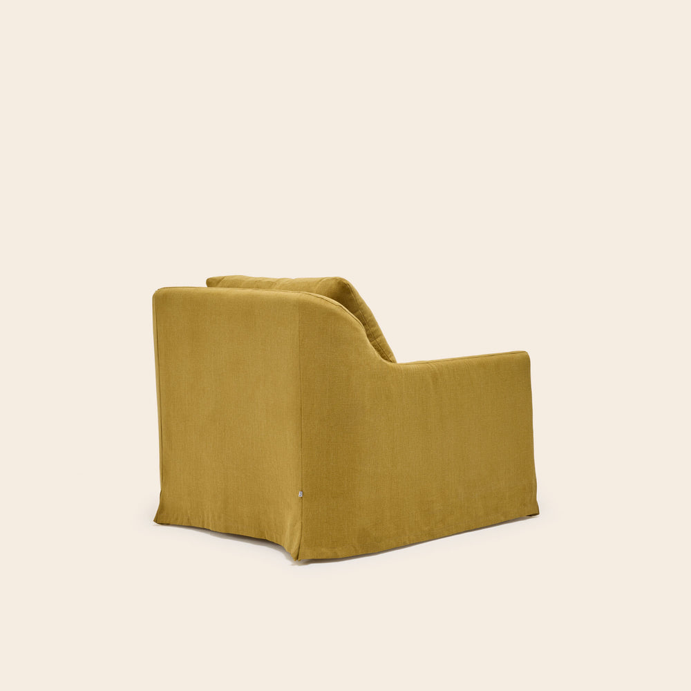 Fauteuil CLARIBEL en tissu barbate curry - 6