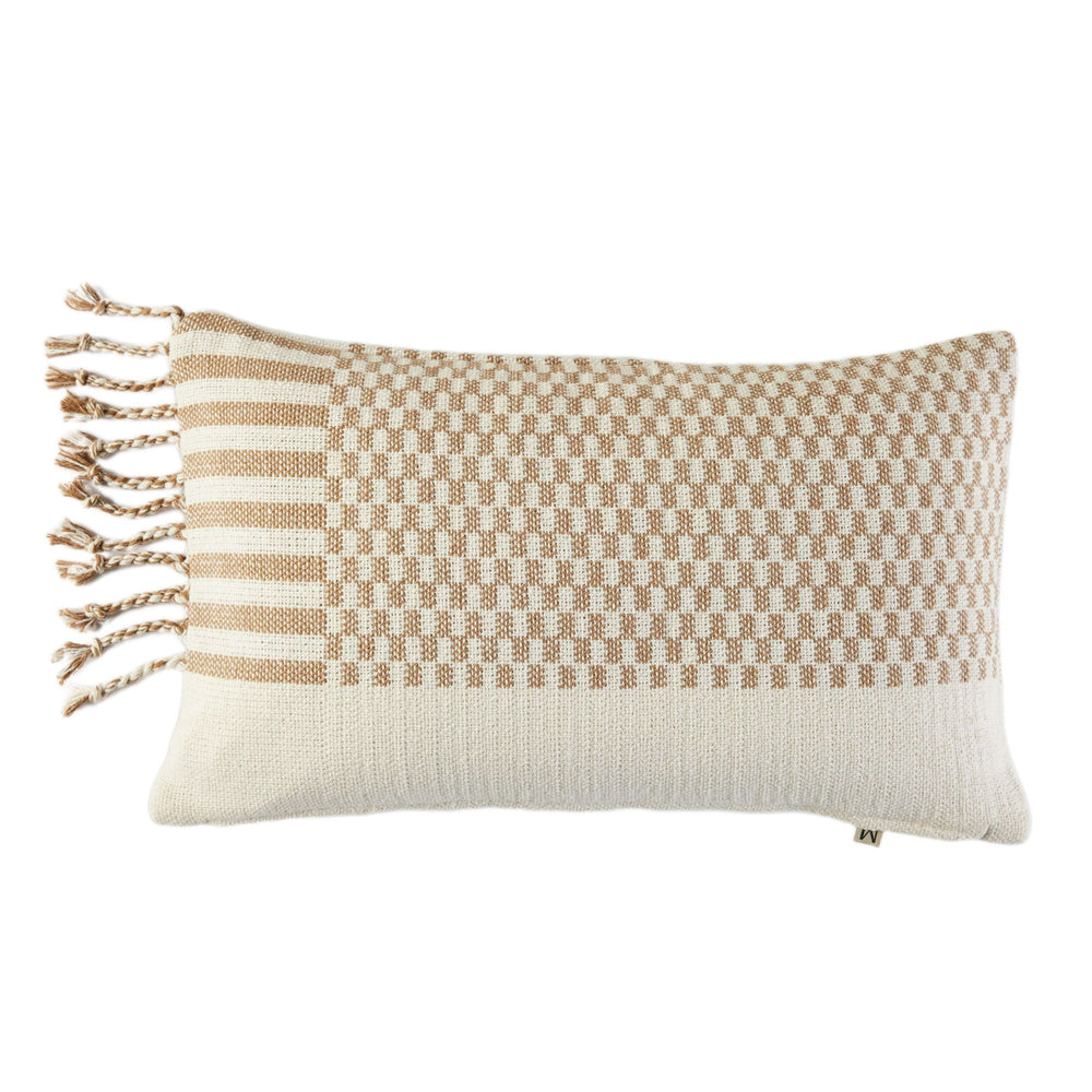 Housse de coussin FARIK ivoire et sépia design asymétrique - 8