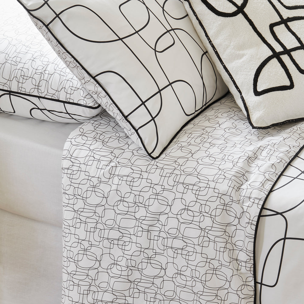 Housse de Couette ARIANA Blanc et Noir - 80 fils/cm² en Percale de Coton avec Passepoil… - 4