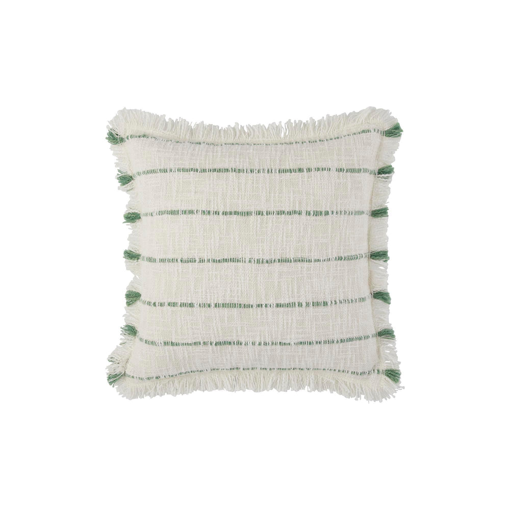Housse de Coussin Décorative TAHA – Motif Rayé & Finition Frangée Bicolore - 8