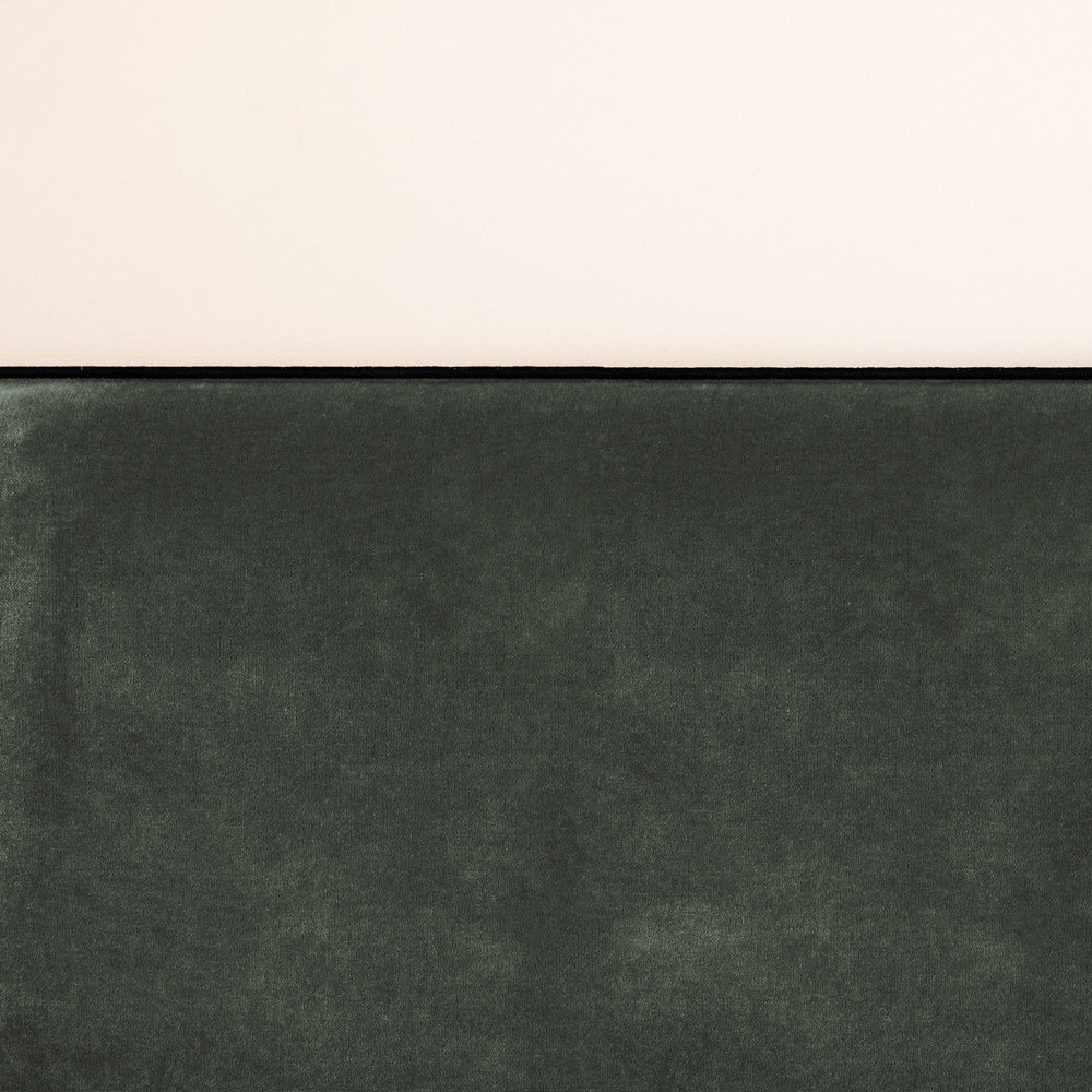 Housse de tête de lit Dario kaki grisé et bourdon noir en velours ultra doux - 5