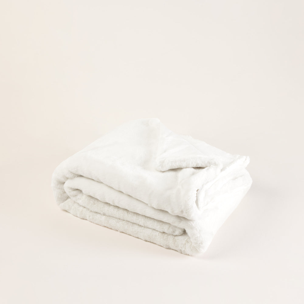 Plaid BIANCA blanc hermine - Couverture douillette et élégante pour hiver cosy - 6