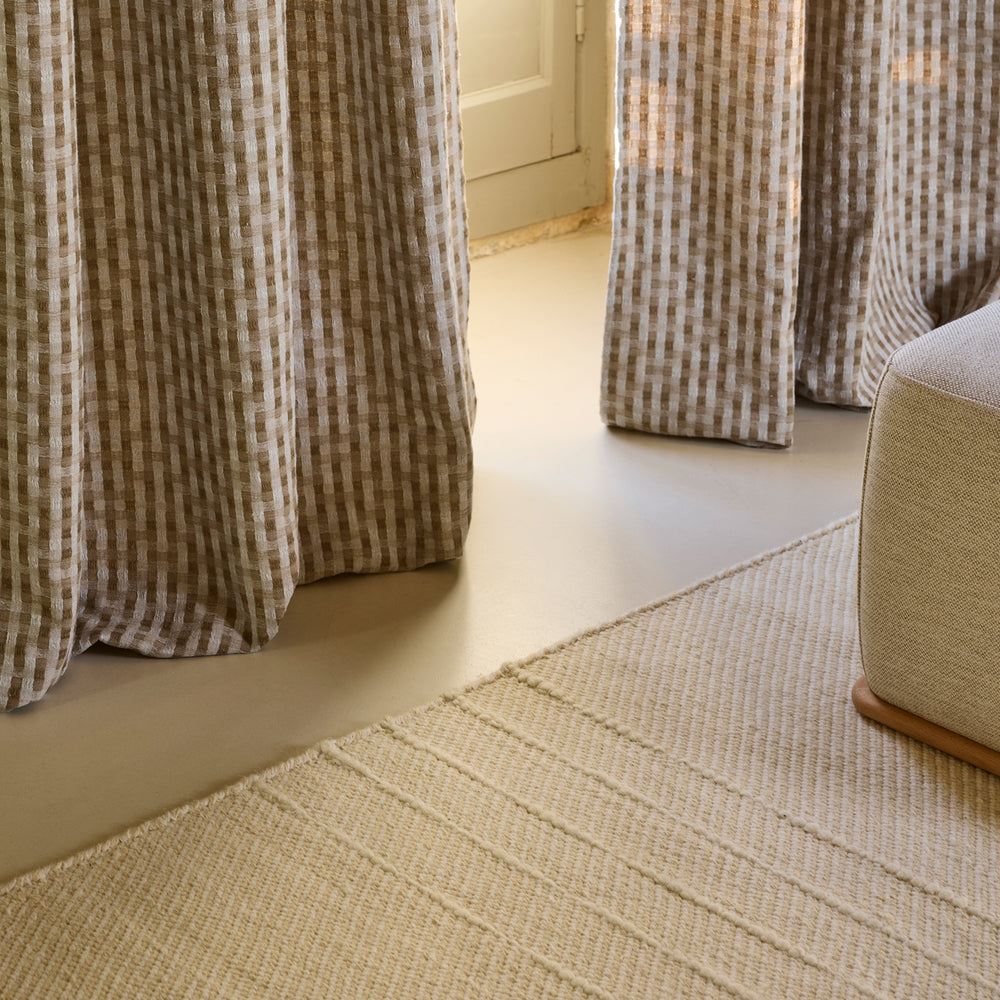 Rideau en Jacquard à Œillets Dorés CASTIN Design Bicolore Naturel et Taupe - 5