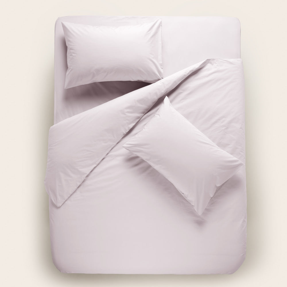 Housse de couette Céliane 100% percale de coton lavée - Rose perlé doux et respirant - 2