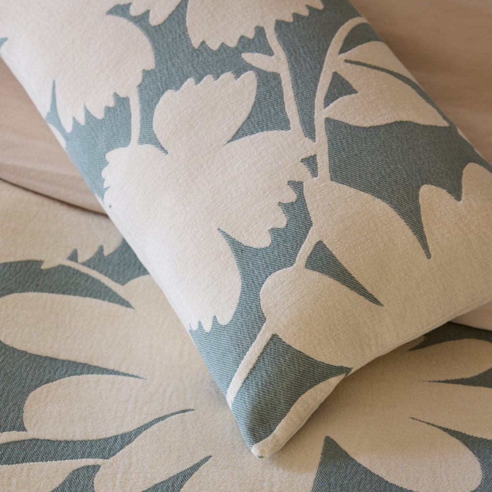 Housse de coussin FLAURIA ivoire et vert sauge - 4