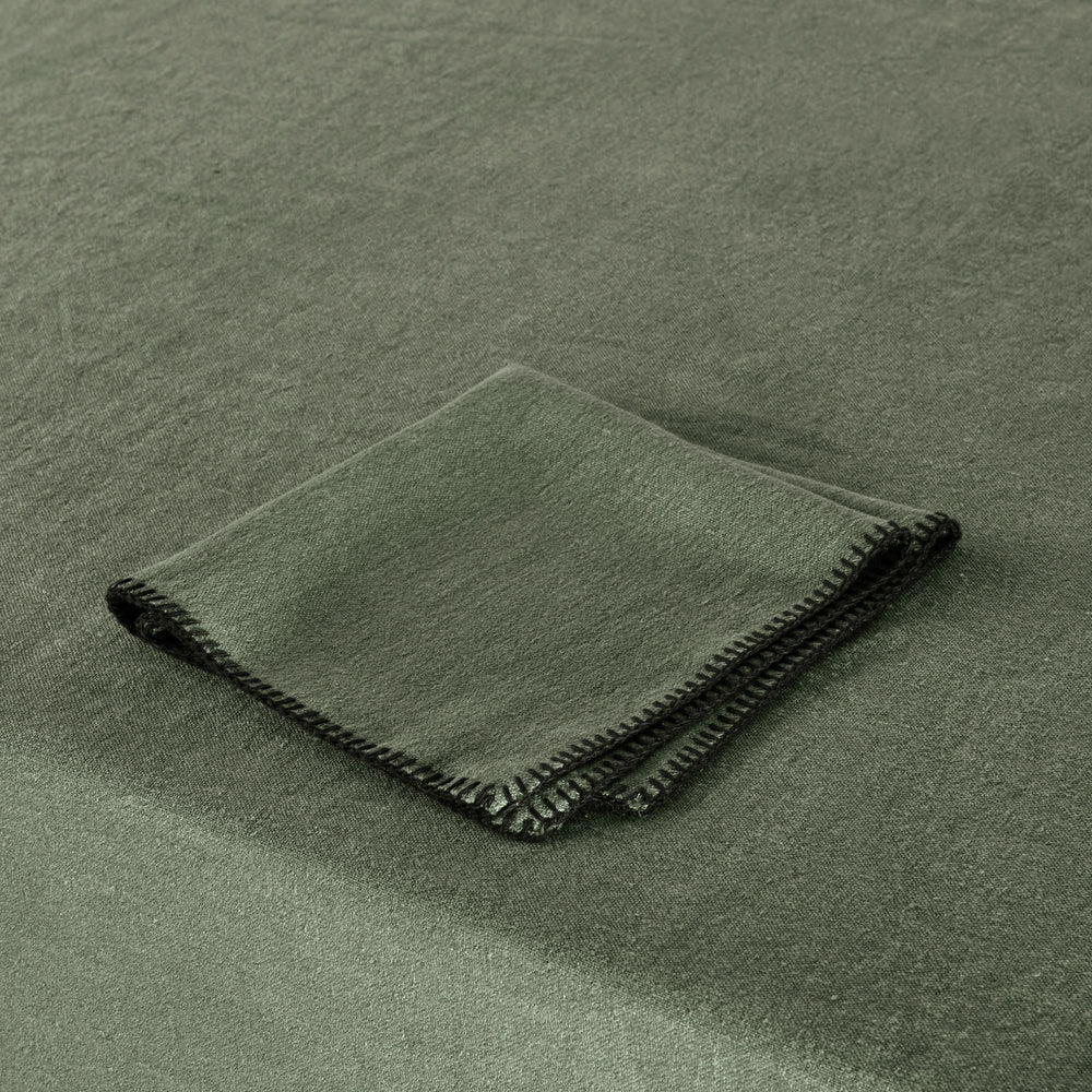 Nappe rectangulaire NINO kaki grisé et feston noir - 6