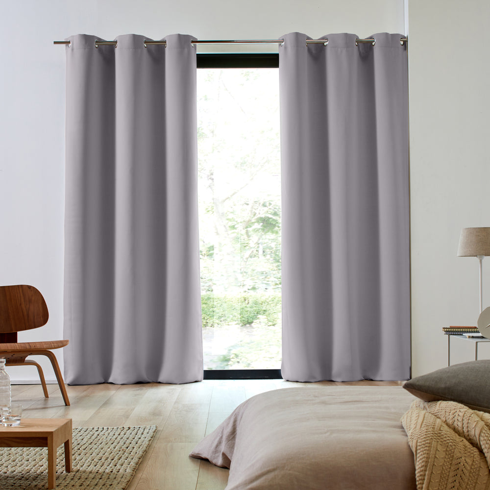 Lot de 2 rideaux occultants 80% à oeillets BLACKOUT gris moyen - 3