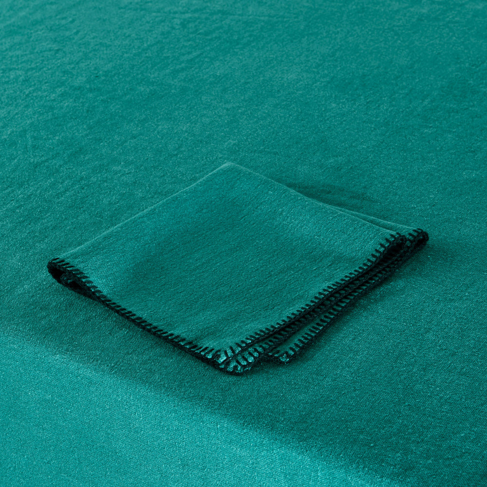 1. Nappe rectangulaire NINO lagon et feston noir en lin Oeko-Tex - 6