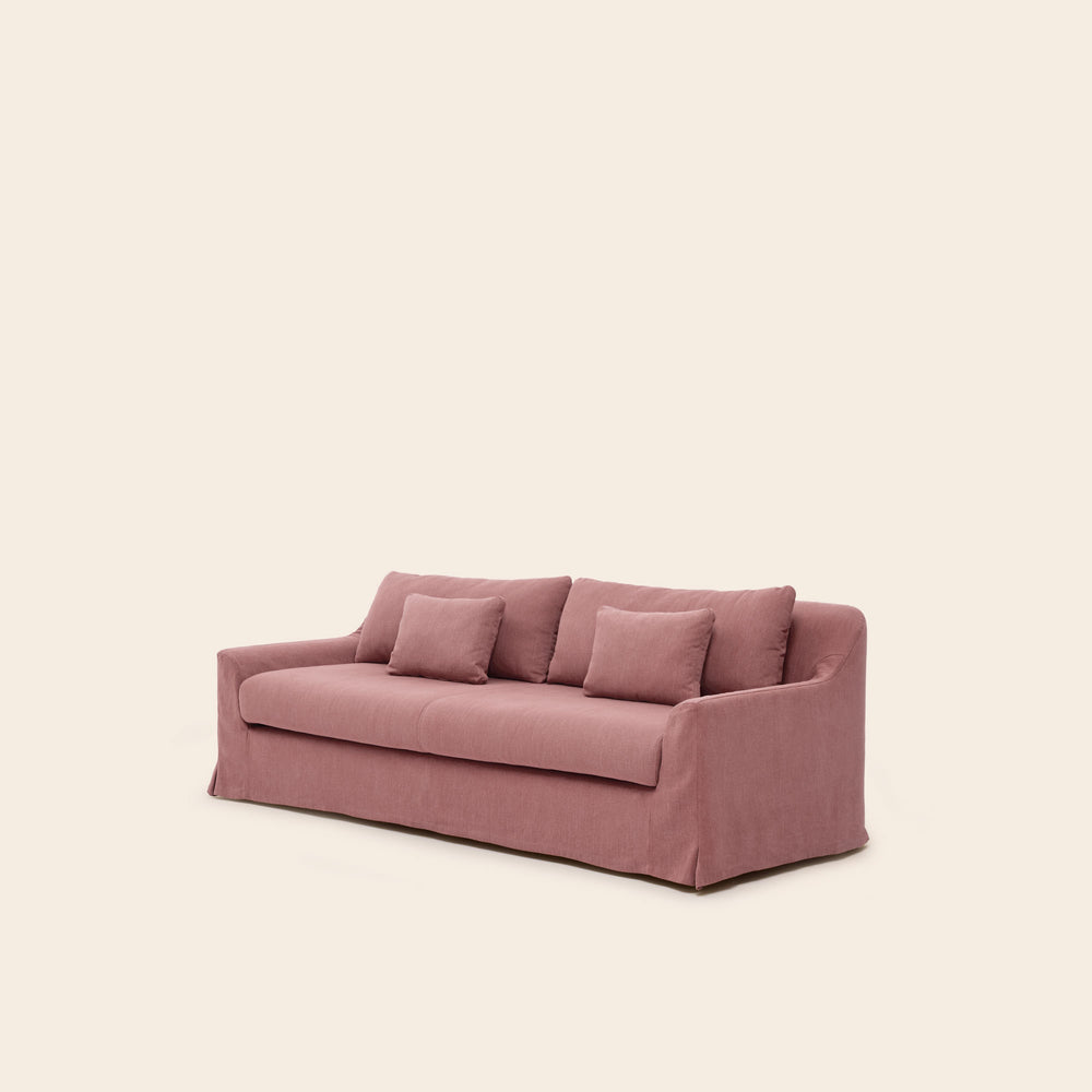 Lot de housses de canapé CLARIBEL barbate en tissu rose ancien pour assise confortable