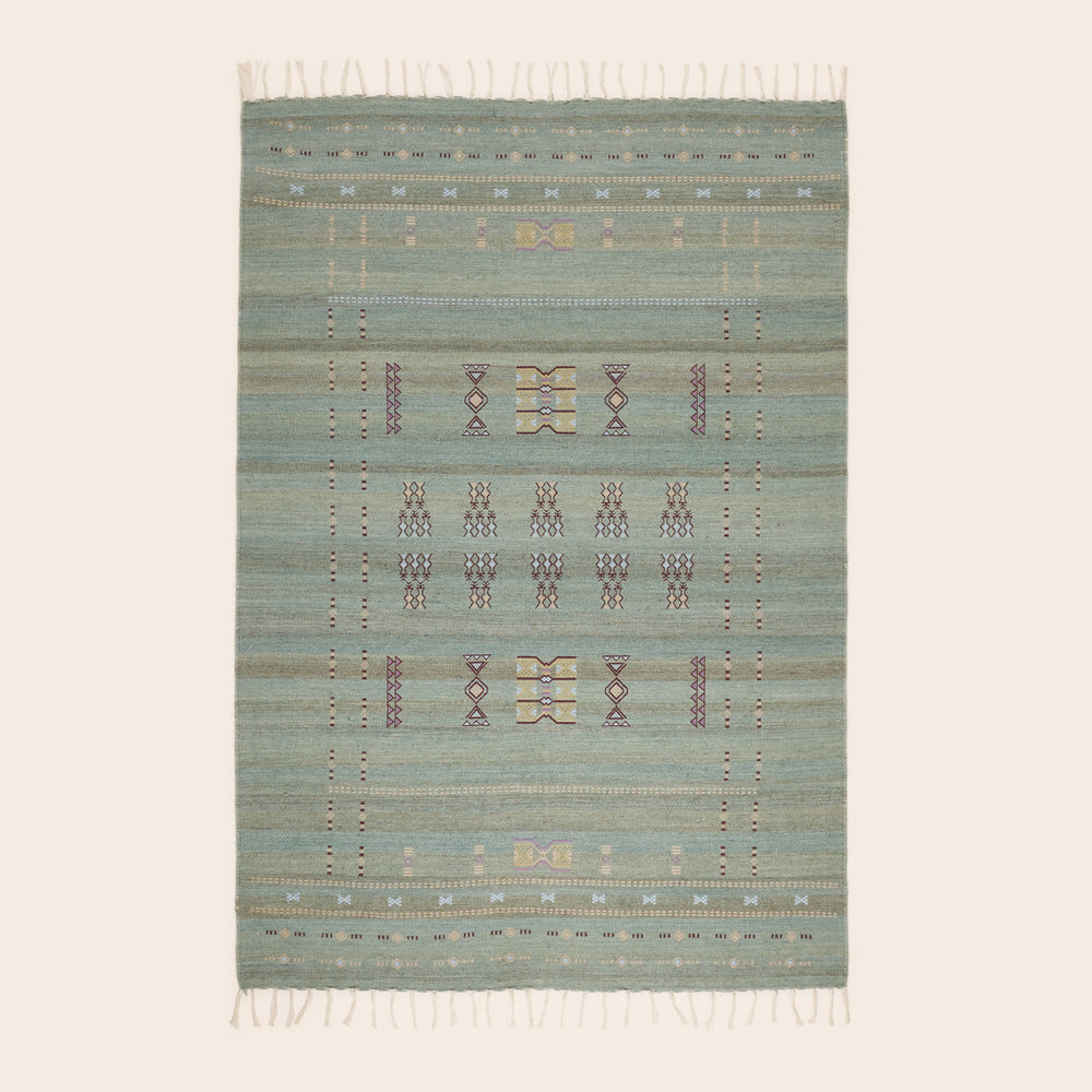 Tapis de sol ARSALANE vert de gris 100 % laine