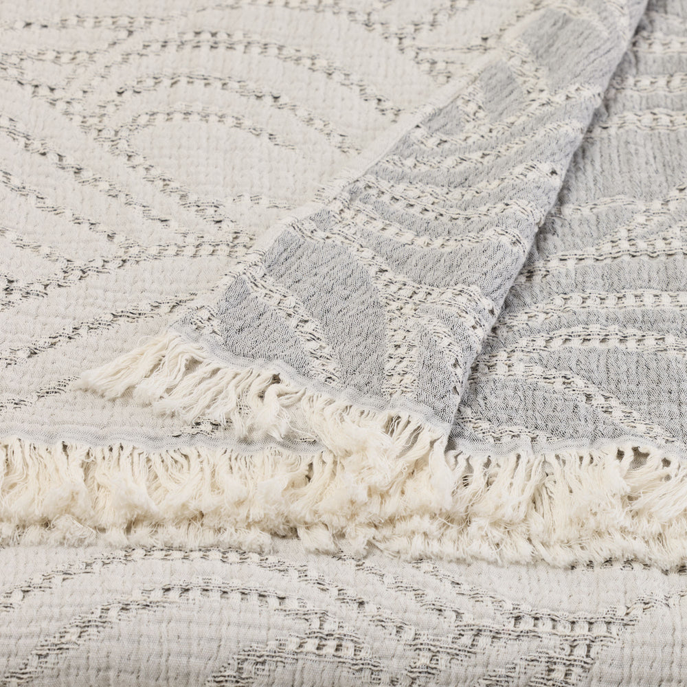 Drap de lit LUDVIK Luxe en Coton Naturel - Ivoire et Noir Design Tissé Main - 5