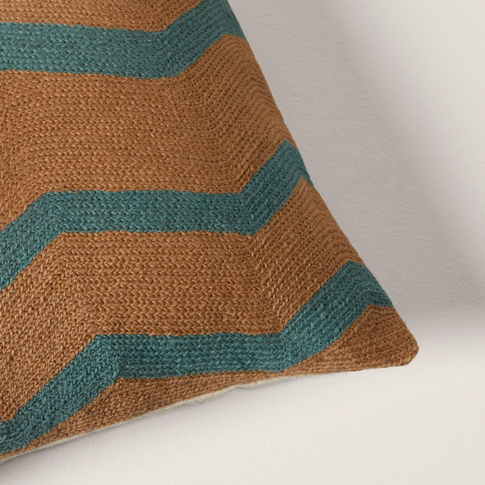 Housse de coussin ZIGGY terracotta et céladon - 5