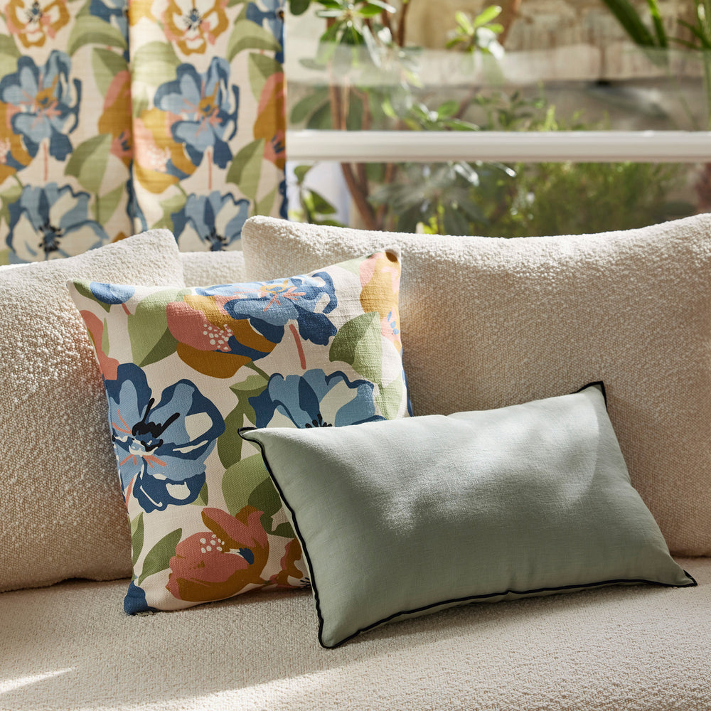 Housse de coussin ADELISE ecru et bleuté - 2