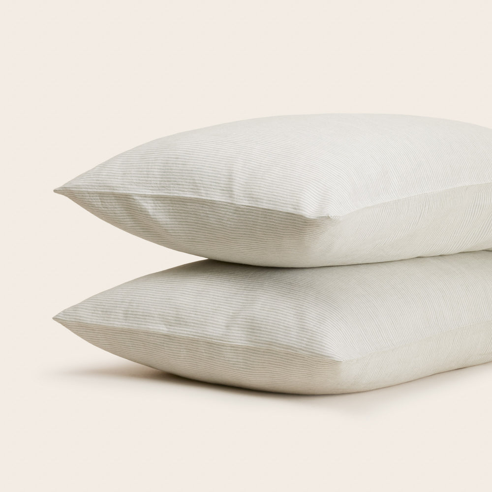 Lot de 2 taies d'oreiller FINEA ivoire et vert de gris - 3