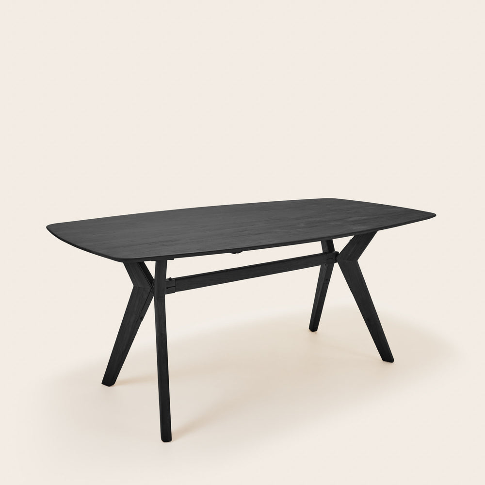 Table à manger VIKIE moderne en teck recyclé noir - 4