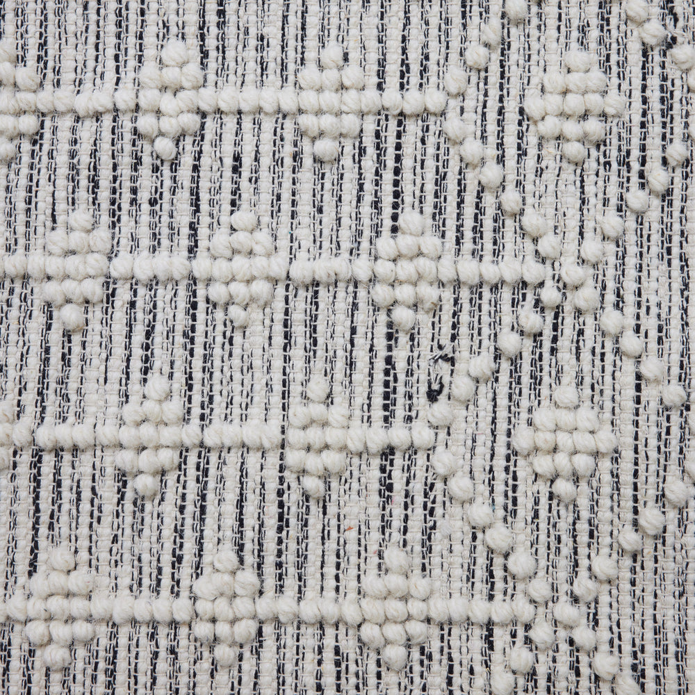Tapis de sol SOLVIG en coton et laine ivoire et noir style scandinave - 7
