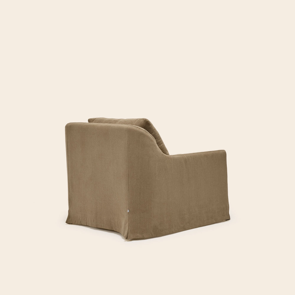 Fauteuil de salon Claribel - Design contemporain élégant en tissu brun chaud au motif bariolé - 5