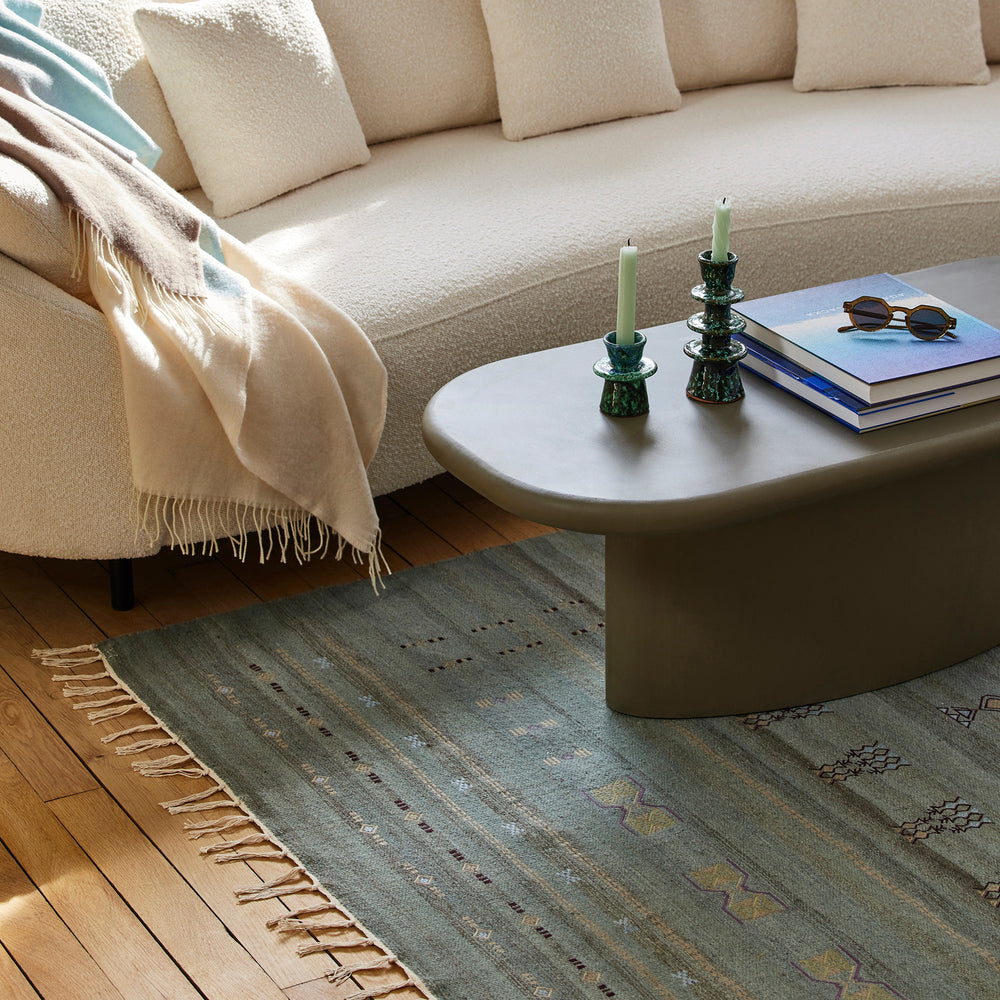 Tapis de sol ARSALANE vert de gris 100 % laine - 4