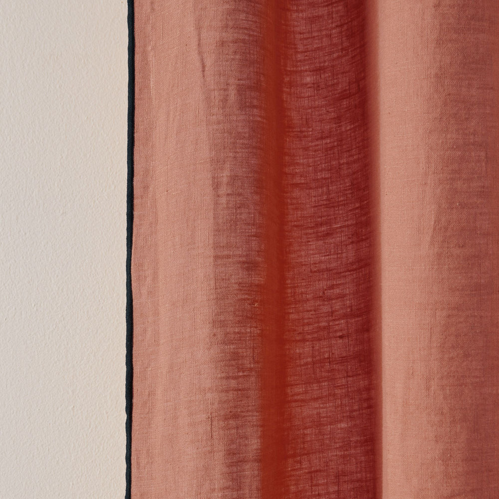 Rideau panneau CARLINA terracotta et bourdon noir - 10