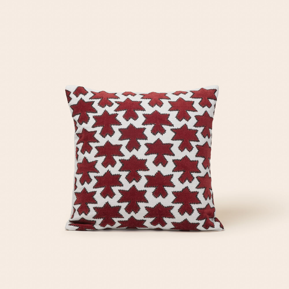 Housse de coussin KAKTUS rouge sangria et blanc Design végétal inspiré du cactus