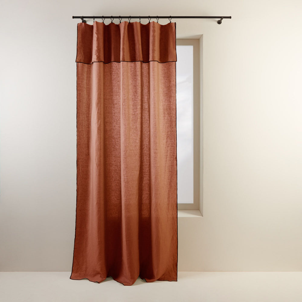 Rideau panneau CARLINA terracotta et bourdon noir - 6