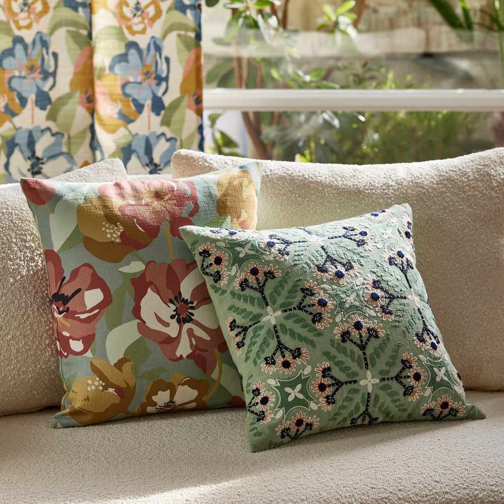 Housse de coussin ADELISE céladon et terracotta - 3