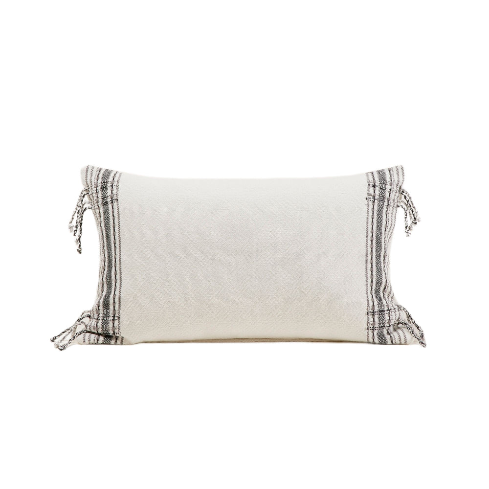 Housse de coussin PAVANI 100 % coton rayures blanches et noires - 11