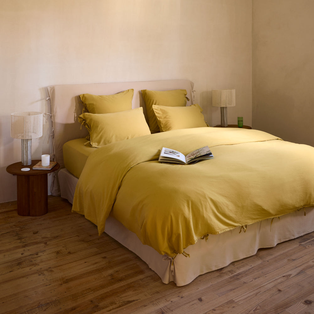 Housse de couette SATHEENE Jaune Indien Luxe