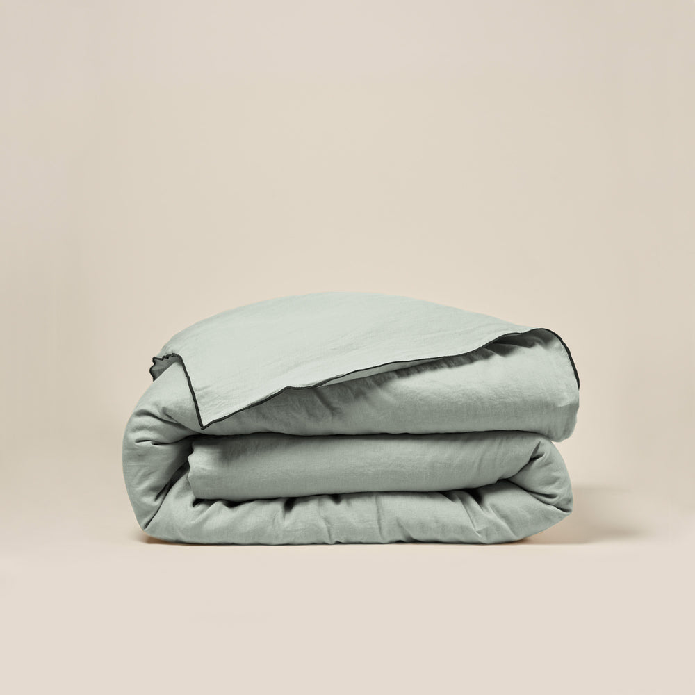 Housse de Couette CARLINA - 100% Lin Lavé, Tilleul et Bourdon Noir, Style Bohème - 5