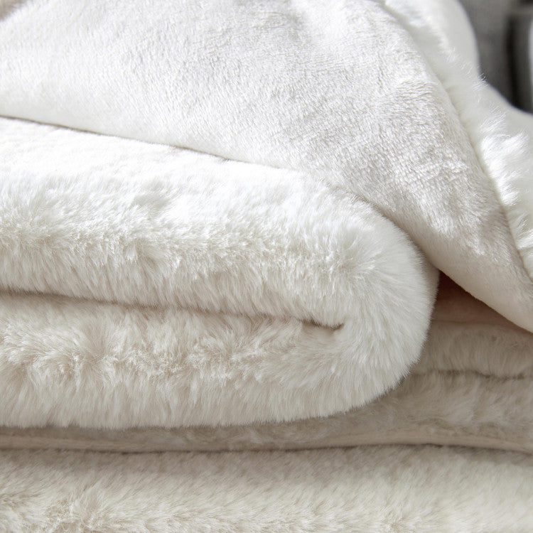 Plaid BIANCA blanc hermine - Couverture douillette et élégante pour hiver cosy - 5