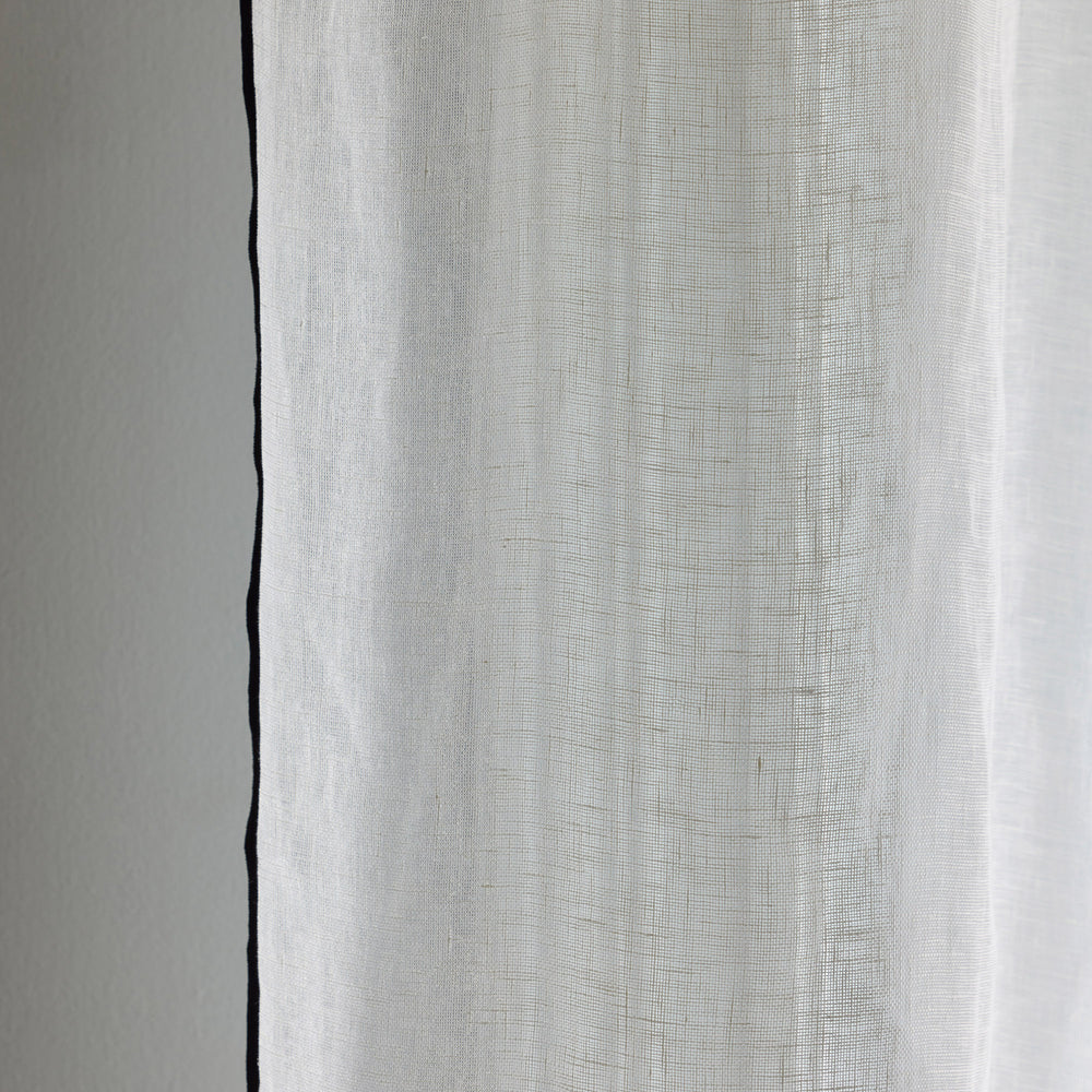 Voilage panneau SHADOW blanc pur et bourdon noir - 6