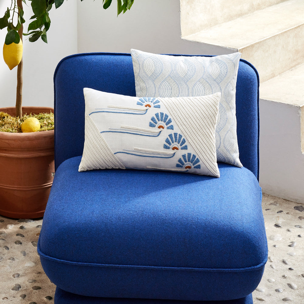 Housse de coussin KAMARIE blanc et ciel - 3